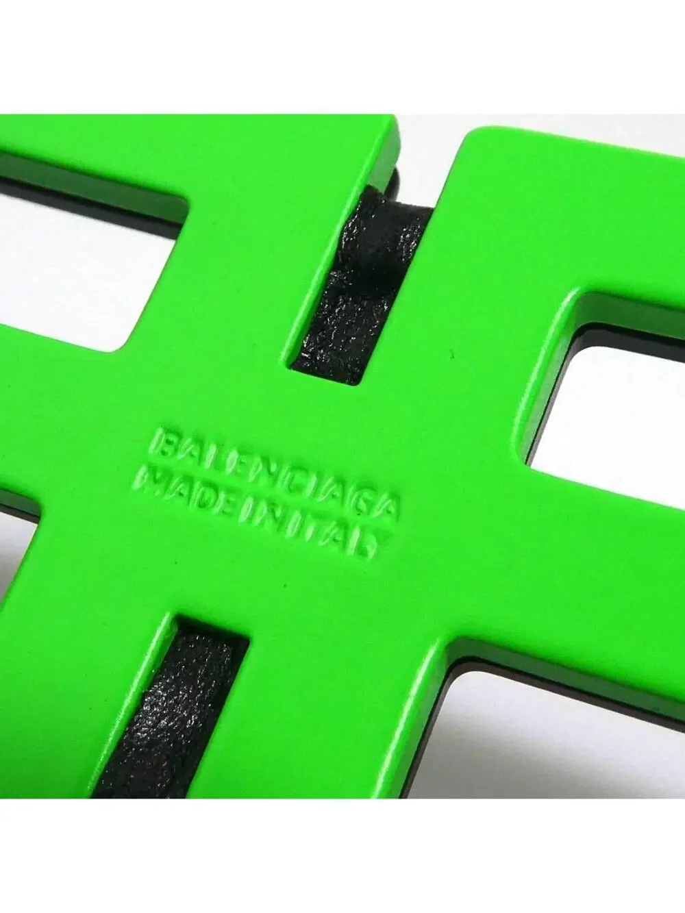 Auth Balenciaga Belt Black/Neon Green #303031B34B